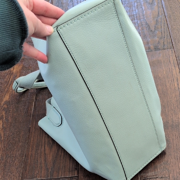 COACH I Light Aqua Blue Derby Pebble Leather Tote Bag Purse with Silver Tag - Picture 9 of 16